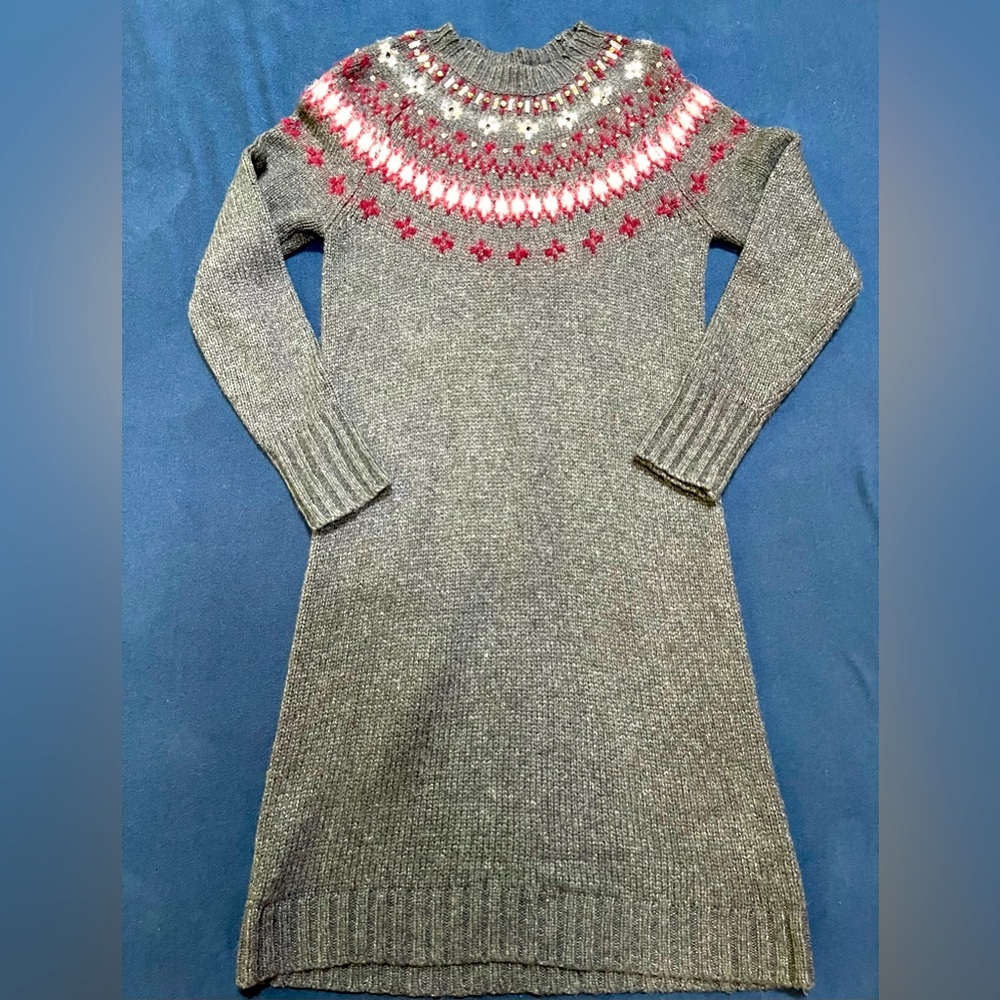 J Crew Fair Isle sweater dress, Small, charcoal grey